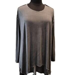 Fab'rik Tunic Top Women's Medium Gray Tie Dye Hi-Lo Stretch Tie Dye Reverse Seam